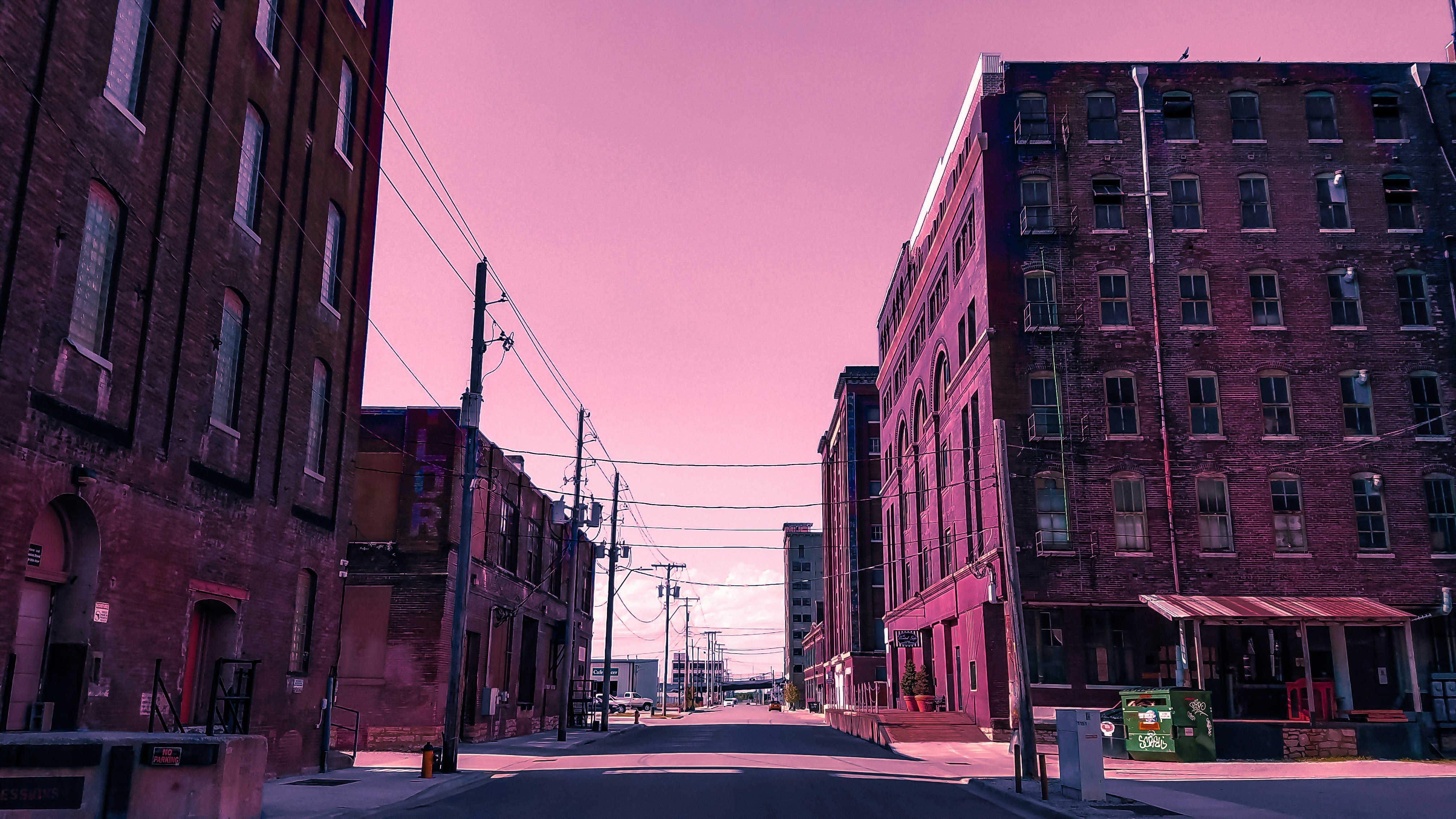 pink painted buildings illustration